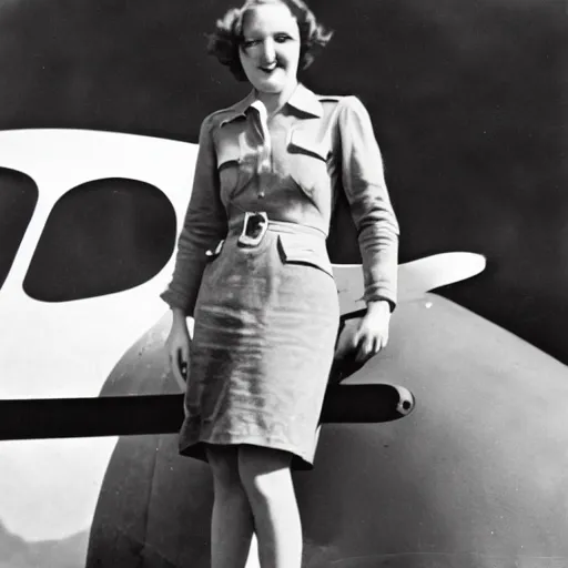 Prompt: 1 9 3 5 photo of a woman pilot