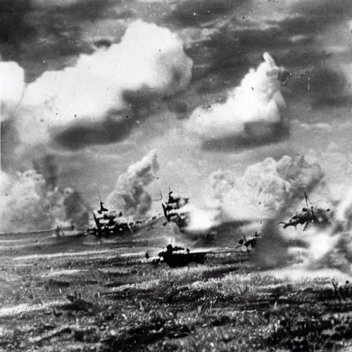 Image similar to lack and white photo Dragons in Battle of Kursk WWII, dragons flying in the sky