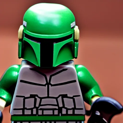 Prompt: HD photo of Intricate Lego sculpture of Boba Fett soft lighting plastic