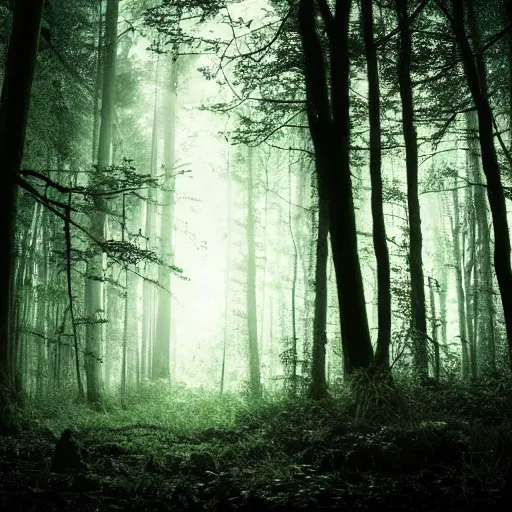 Prompt: dark forest with bio luminicent plant, moody , cinematic lighthing, dark