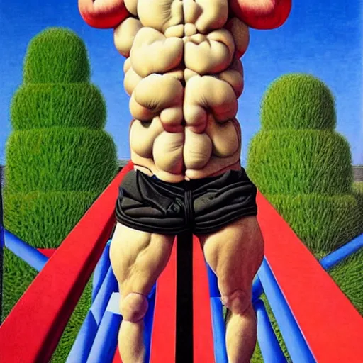 Prompt: huge bold beautiful number six!!!! made from ninja warrior competition obstacles , hyper-realistic, ultradetails, intricate by mc esher and René Magritte and Giuseppe Arcimboldo