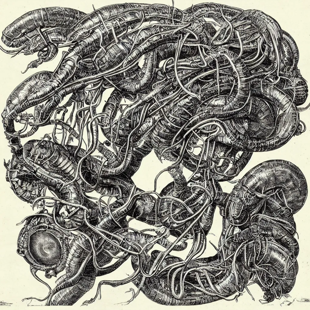 Prompt: alien parasite scientific illustration by Ernst Haekel