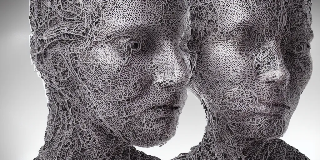 Prompt: liquified intricate human sculpture by machine learning culture design, cinematic hq character, holographycs machine learning human deep web face, industrial robot, 8 k render cinema 4 d super resolution photo, moovie frame hd 8 k, upscale detailed photo, 3 d art, hyperrealism, volumetric light and texture artstation