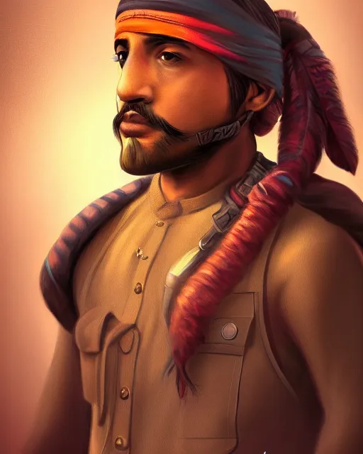 Prompt: A portrait of mragot robbit as an indian fighter, digital art, highly detailed, artstation, sharp, high quality