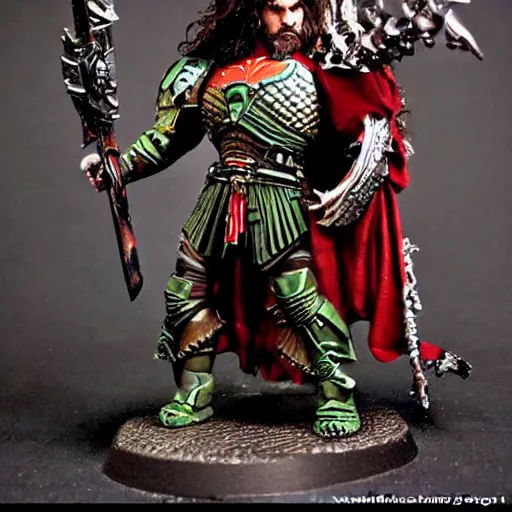 Image similar to jason momoa as jaghatai khan, 4 0 k, warhammer, 4 0 0 0 0 0, grimdark, stern, frowning, full body shot