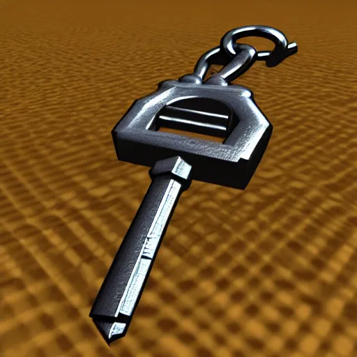 Image similar to a metal key for the cage, rpg game inventory item, 3d style