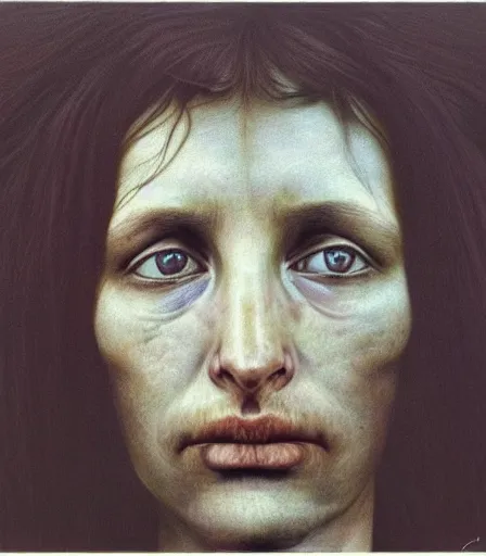 Image similar to a high quality, high detail, photorealistic portrait of a beautiful girl man by james nachtwey and lucian freud, zdzisław beksinski