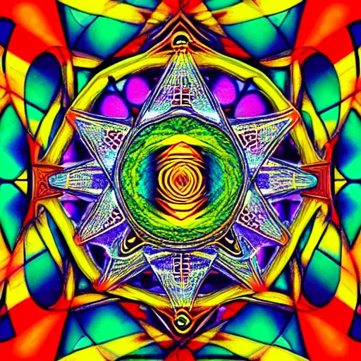 Image similar to dmt ego of death, over sacred geometry psychedelic hallucination