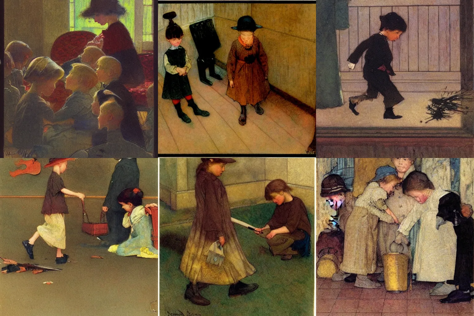 Prompt: a metaphor for the division and destruction of social order, painting by jessie willcox smith