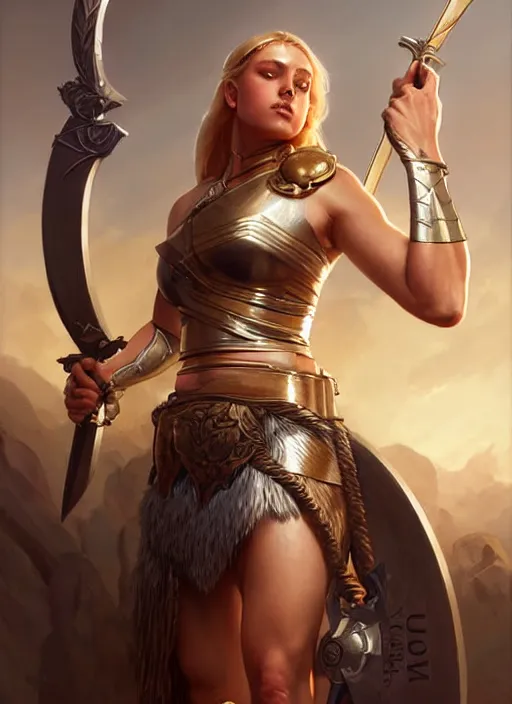 Prompt: valkyrie rubbing sword, beautiful highly detailed face, big breasts, true anatomy, extremely detailed, digital painting, unreal engine 5, art by artgerm and greg rutkowski and alphonse mucha
