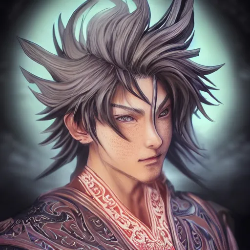 Image similar to an immortal xianxia cultivator as an absurdly handsome, elegant, young anime man, ultrafine hyperrealistic detailed face illustration by kim jung gi, irakli nadar, intricate linework, sharp focus, bright colors, matte, final fantasy, unreal engine highly rendered, global illumination, radiant light, intricate environment