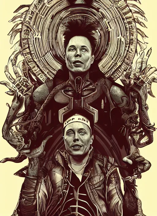 Prompt: elon musk as a voodoo priest, detailed digital art, trending on Artstation