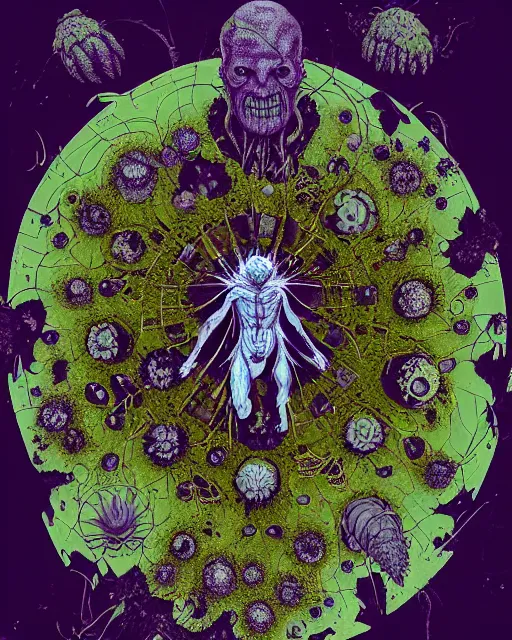 Image similar to the platonic ideal of flowers, rotting, insects and praying of cletus kasady carnage thanos dementor doctor manhattan chtulu mandelbulb studio ghibli lichen mandala bioshock davinci the witcher, d & d, fantasy, ego death, decay, dmt, psilocybin, art by anders zorn and william ekgren