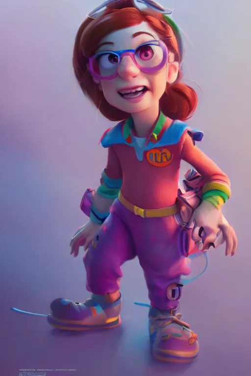 Image similar to Helen Ganzarolli as a cute pixar character, vivid colors, high details, cinematic, 8k resolution, beautiful detailed, photorealistic, digital painting, artstation, concept art, smooth, sharp focus, illustration, fantasy background, artstation trending, octane render, unreal engine