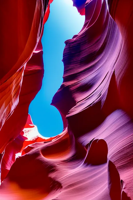 Image similar to antelope canyon in infrared photo by arthur haas and bruce pennington and john schoenherr, cinematic matte painting, 8 k, dark color palate