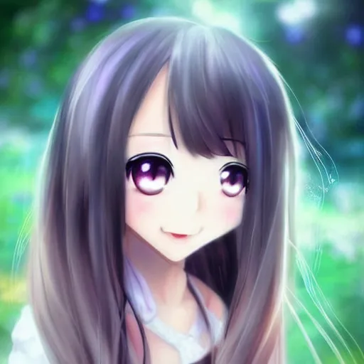 Image similar to beautiful pretty pure kawaii cute lovely innocent elegant hot nice sweet girly feminine long black hair anime girl ,