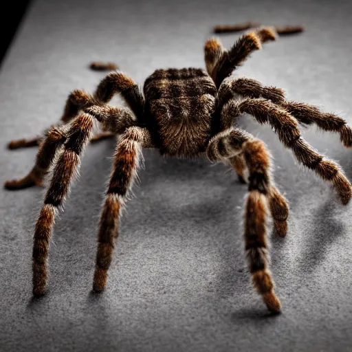 Prompt: a tarantula wearing high heels under her feet, tabletop, detailed, intricate, realistic, hdr, 8 k