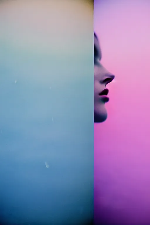 Image similar to high quality pastel coloured film close up wide angle photograph of a model wearing clothing swimming on cloud furniture in a icelandic black rock!! environment in a partially haze filled dreamstate world. three point light, rainbow. photographic production. art directed. pastel colours. volumetric clouds. pastel gradient overlay. waves glitch artefacts. extreme facial clarity. 8 k. filmic.