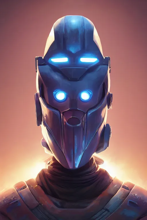 Image similar to epic mask helmet robot ninja portrait stylized as fornite style game design fanart by concept artist gervasio canda, behance hd by jesper ejsing, by rhads, makoto shinkai and lois van baarle, ilya kuvshinov, rossdraws global illumination radiating a glowing aura global illumination ray tracing hdr render in unreal engine 5