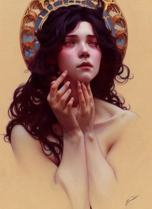 Image similar to death of a young woman in a theatre performance, digital painting, artstation, concept art, smooth, sharp focus, illustration, art by artgerm and greg rutkowski and alphonse mucha