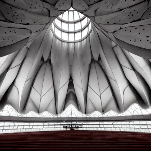 Image similar to interior of a futuristic lotus temple, by h r giger, intricate contemporary architecture, photo journalism, photography, cinematic, national geographic photoshoot