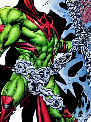 Image similar to spawn by todd mcfarlane, detailed, hyper-detailed