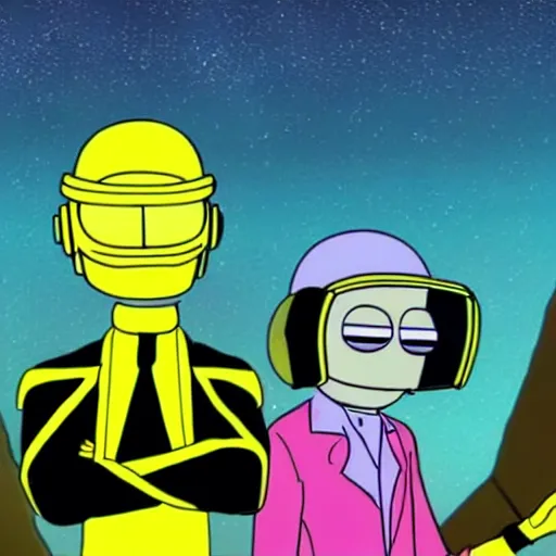 Image similar to Daft punk in an episode of Rick and Morty,