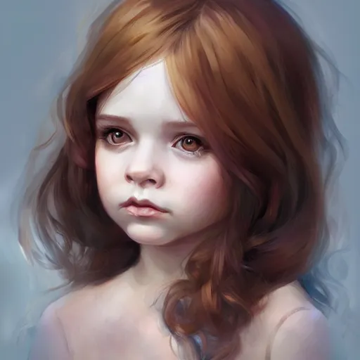 Prompt: little girl, brown hair, cute, georgeus, portrait, watercolor, high detalied, digital art, artstation, by charlie bowater