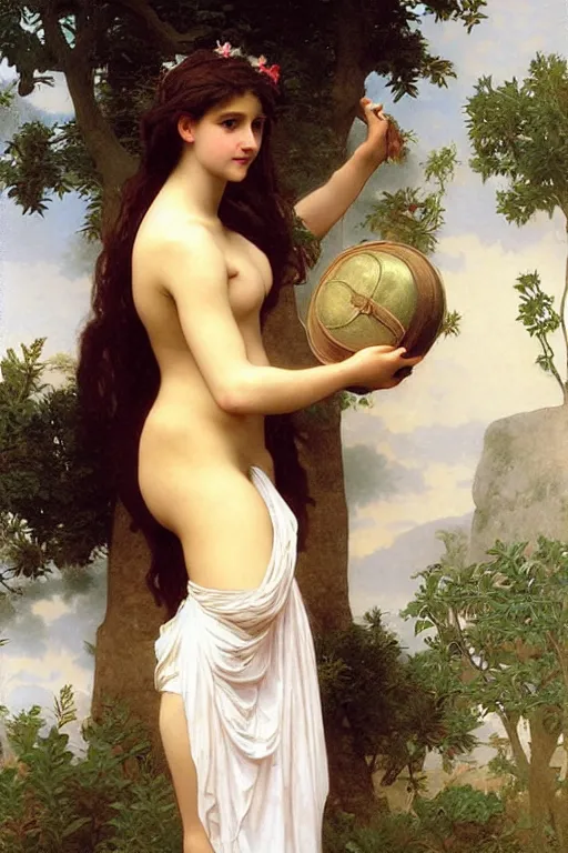 Image similar to a catgirl as a greek goddess, painting by william adolphe bouguereau