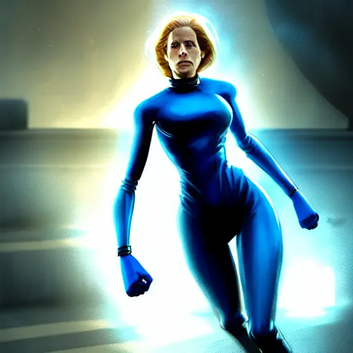 Prompt: a scene of the invisible woman from fantastic four, in the style of greg rutkowski, digital photography, photorealistic, realistic, extreme detail