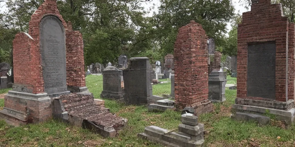 Prompt: a brick throne in a creepy graveyard