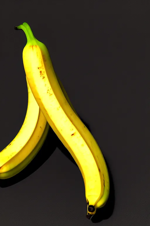 Image similar to render of large banana, ray traced, octon render, black background