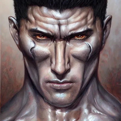 Image similar to Hyper-realistic painting of Guts From Berserk painted by Mike Dargas