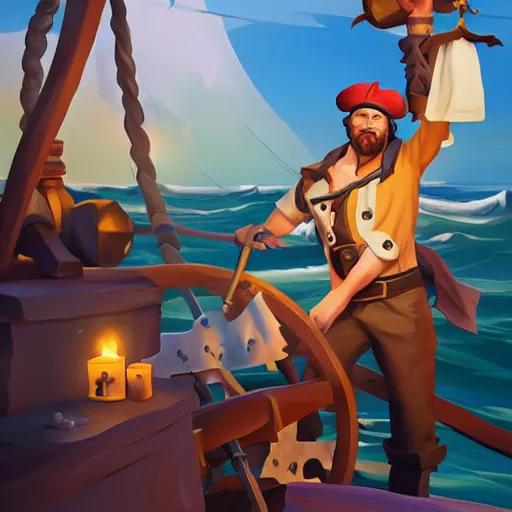 Image similar to painting jack the pirate on sea of thieves game avatar hero smooth face median photoshop filter cutout vector behance hd by jesper ejsing, by rhads, makoto shinkai and lois van baarle, ilya kuvshinov, rossdraws, illustration, art by ilya kuvshinov and gustav klimt