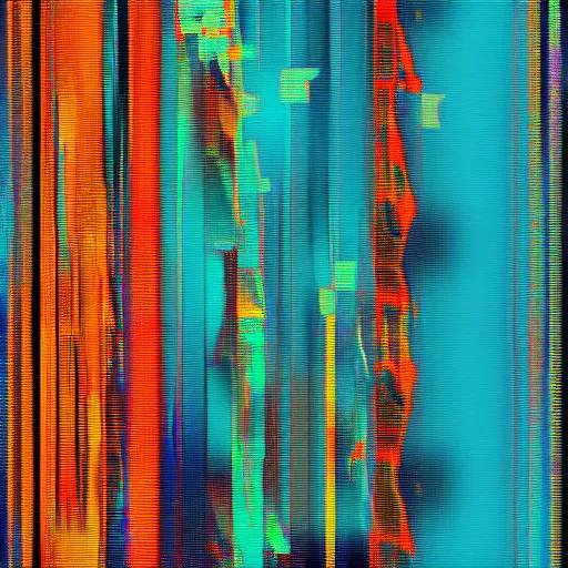 Image similar to abstract pixel sorted glitch art in a painterly style