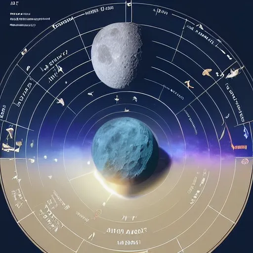 Prompt: astrological diagram and gnostic control panel moon phase diagram showing that we are all doomed by jessica rossier