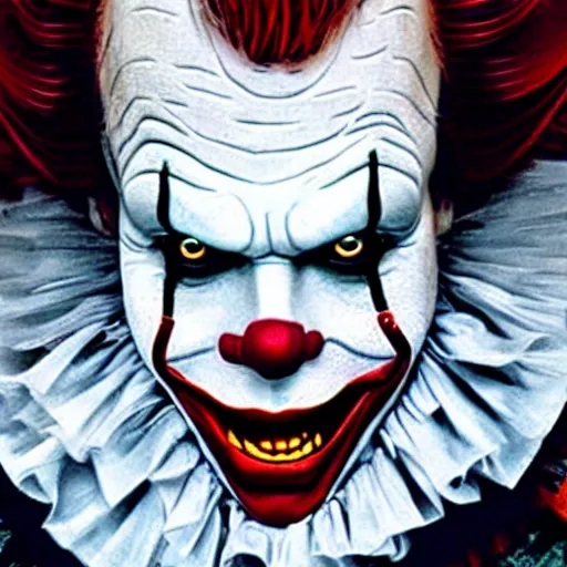 Image similar to Pennywise as The joker 4K quality super realistic