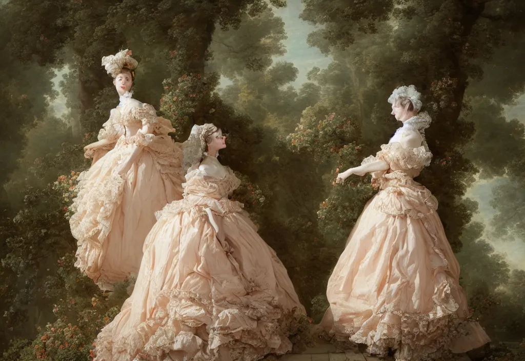 Prompt: fashion editorial portrait by Jean-Honoré Fragonard. outdoor. highly detailed. 8k. depth of field. photography