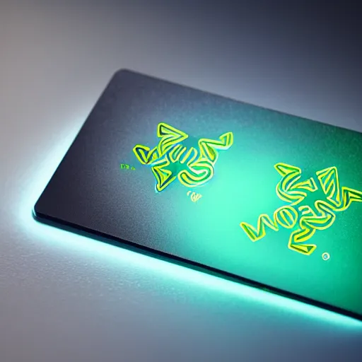 Prompt: razer credit card, rgb lighting, hd, artstation, digital art