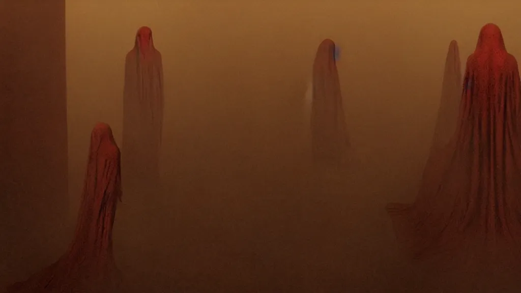 Prompt: blood drips through golden art deco, film still from the movie directed by Denis Villeneuve with art direction by Zdzisław Beksiński