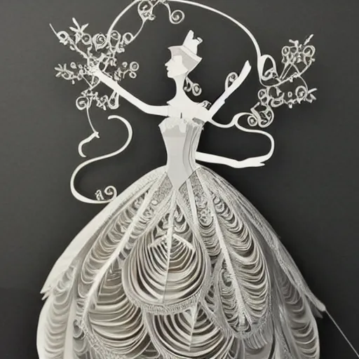 Image similar to cut paper sculpture of cinderella in her ball gown