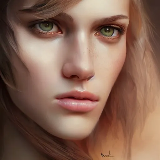 Prompt: a gorgeous mange female photo, professionally retouched, soft lighting, wearing a feather dress, realistic, smooth face, perfect eyes, wide angle, sharp focus on eyes, 8 k high definition, insanely detailed, intricate, elegant, art by artgerm and wlop