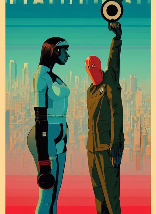 Image similar to Transhumanist propaganda poster artwork by Michael Whelan and Tomer Hanuka, retrofuturistic, optimistic and uplifting, clean