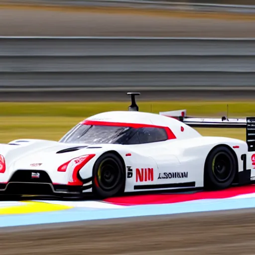 Prompt: a 2 0 1 5 nissan gt - r lm nismo driving on a racetrack