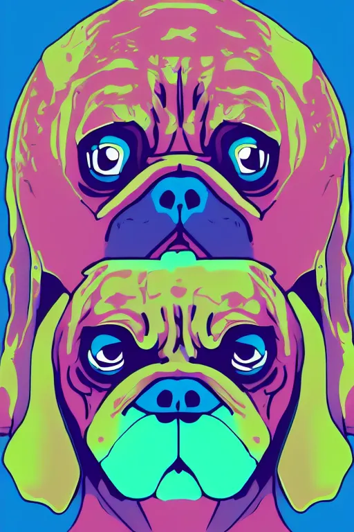 Prompt: portrait of a pug skeletor, sticker, colorful, illustration, highly detailed, simple, smooth and clean vector curves, no jagged lines, vector art, smooth