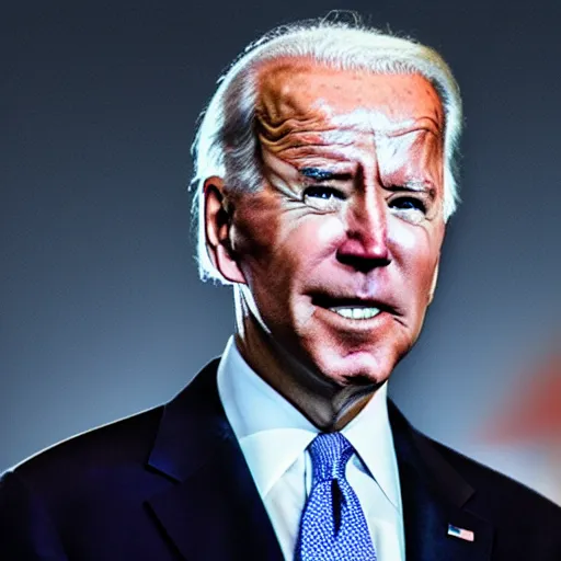 Image similar to joe biden with glowing eyes, dark background