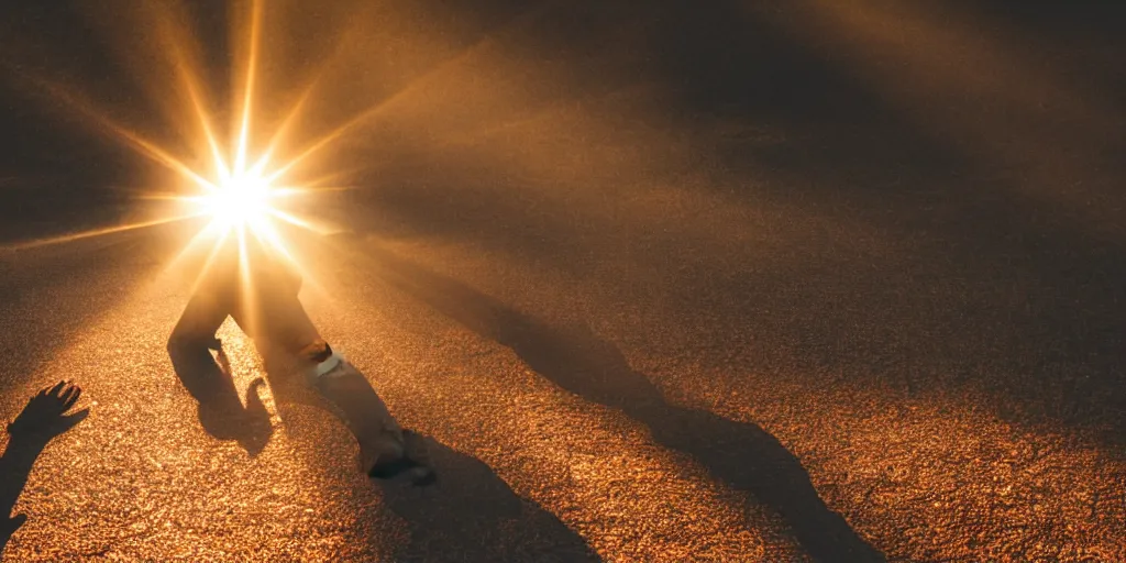 Image similar to a man falls down a sunbeam
