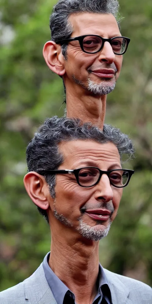 Image similar to a photo of jeff goldblum with a long giraffe neck