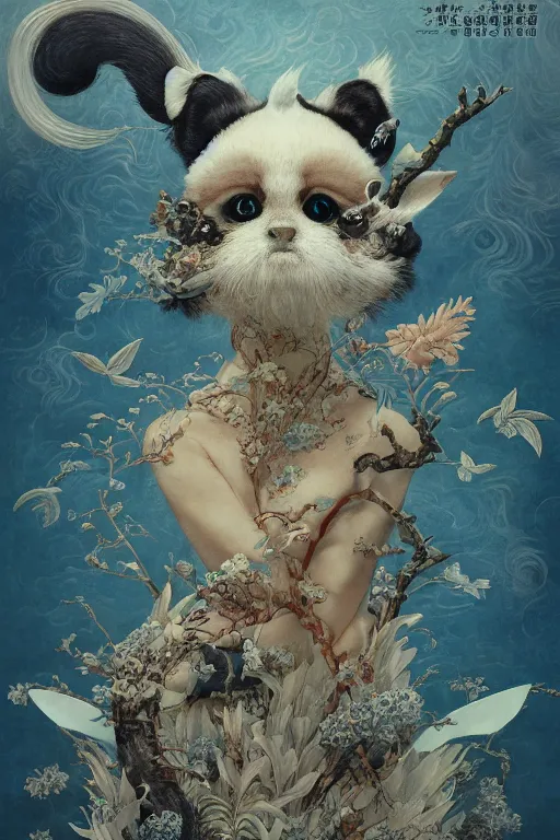 Prompt: a cover of japanese art magazine about animal creatures by illustrated by miyazaki by karol bak, james jean, tom bagshaw, rococo, sharp focus, trending on artstation, cinematic lighting, hyper realism, octane render, 8 k, hyper detailed, vivid, ultra detailed, highly detailed