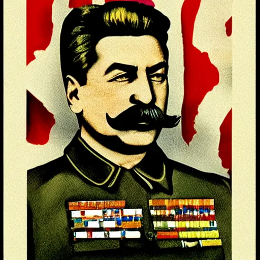 Prompt: stalin became the president of america, color art in usa style 1 9 3 0 - s